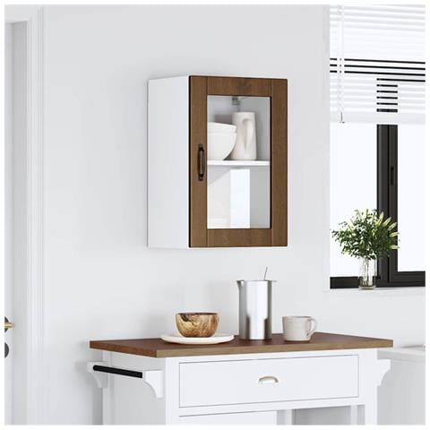 Pensile Da Cucina Con Porta In Vetro Porto Rovere Marrone - Foto 3