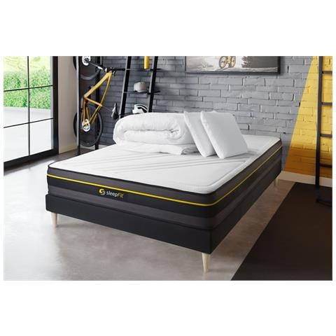 Pacchetto Letto Completo - Materasso 160x200cm + Box Spring Con Doghe (kit) + 2 Guanciali + Piumino - Active - Foto 1