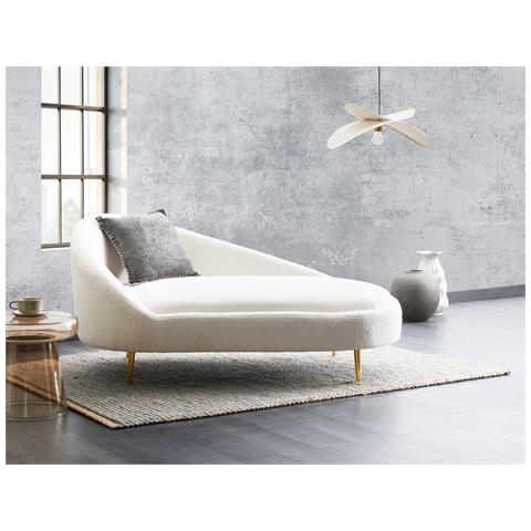 Chaise Longue Versione Sinistra Valreas Bouclé Bianco Sporco - Foto 1
