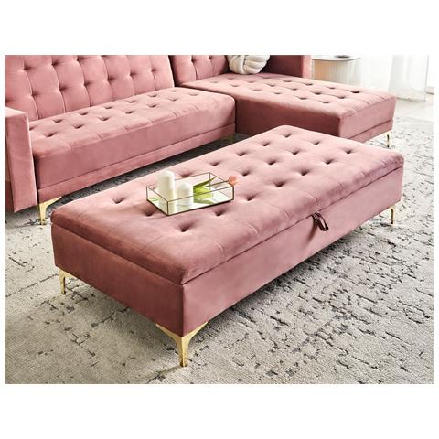 Ottomano Contenitore Aberdeen Velluto Rosa - Foto 1