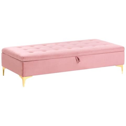 Ottomano Contenitore Aberdeen Velluto Rosa - Foto 2