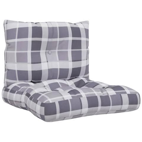 Cuscini Per Pallet 2 Pz Grigi A Quadri In Tessuto - Foto 1