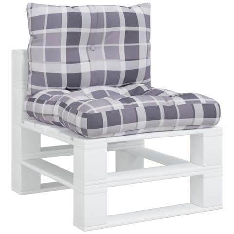 Cuscini Per Pallet 2 Pz Grigi A Quadri In Tessuto - Foto 2