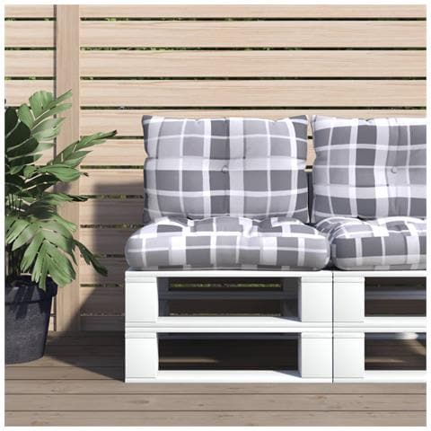 Cuscini Per Pallet 2 Pz Grigi A Quadri In Tessuto - Foto 8