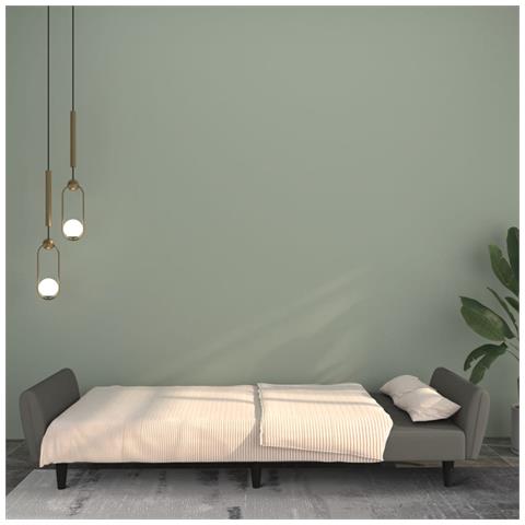 Divano Letto A 2 Posti Grigio Scuro In Velluto - Foto 2