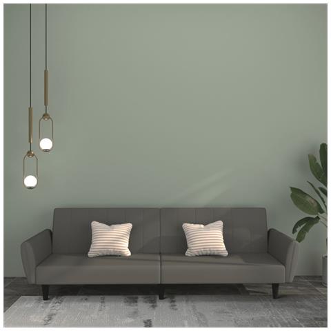 Divano Letto A 2 Posti Grigio Scuro In Velluto - Foto 8