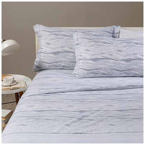 Completo Lenzuola Sky In Flanella Colore Grigio Misura Singolo. Lenzuolo Inferiore 90x200 cm Con Angolo Max 25cm + Lenzuolo Superiore 160x280 cm+ Federa 50x80 cm - Foto 2