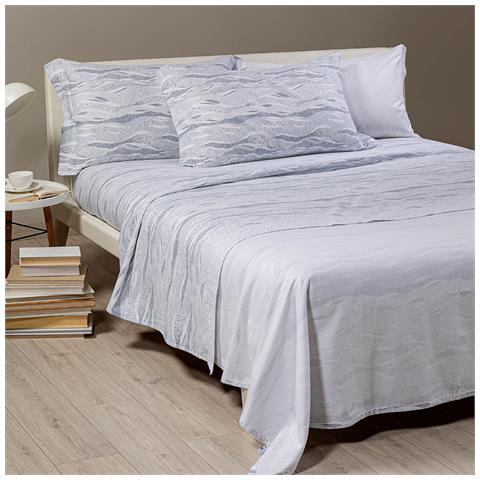 Completo Lenzuola Sky In Flanella Colore Grigio Misura Singolo. Lenzuolo Inferiore 90x200 cm Con Angolo Max 25cm + Lenzuolo Superiore 160x280 cm+ Federa 50x80 cm - Foto 1