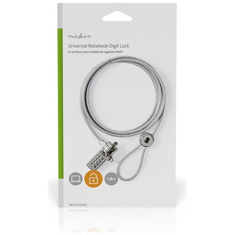 Cavo Di Blocco A Combinazione Per Laptop Da 1,8 M Protezione Affidabile, Argento - Foto 2