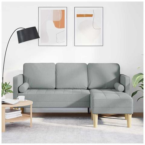 Divano 3 posti L Grigio chiaro 160 cm in tessuto - Foto 2