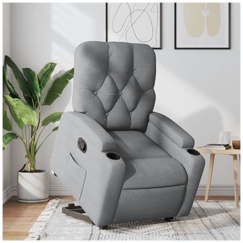 Poltrona Alzapersona Reclinabile Grigio Chiaro in Tessuto - Foto 2