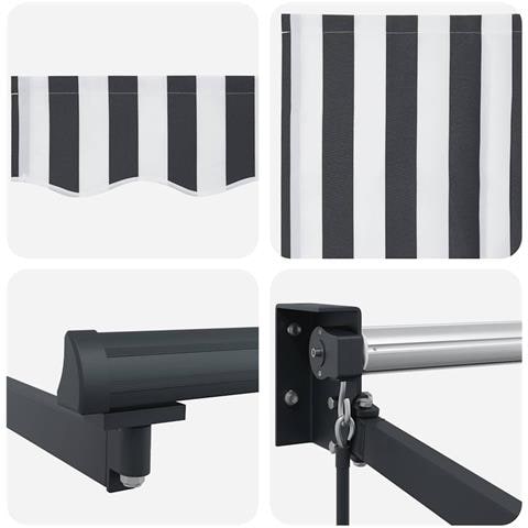 Tenda Retrattile Antracite e Bianca 4,5x3 m Tessuto e Alluminio - Foto 9