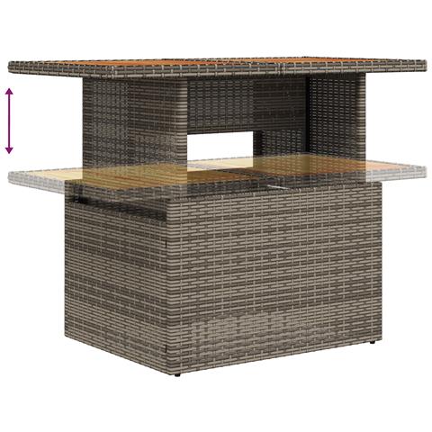 Set Divano Giardino  5 pezzi con Cuscini Grigio Polyrattan Acacia, Divano Giardino 2 Posti  con Cuscini Grigio Polyrattan - Foto 9