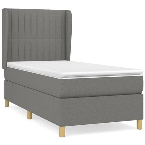 Giroletto a Molle con Materasso Grigio Scuro 80x200 cm Tessuto - Foto 1