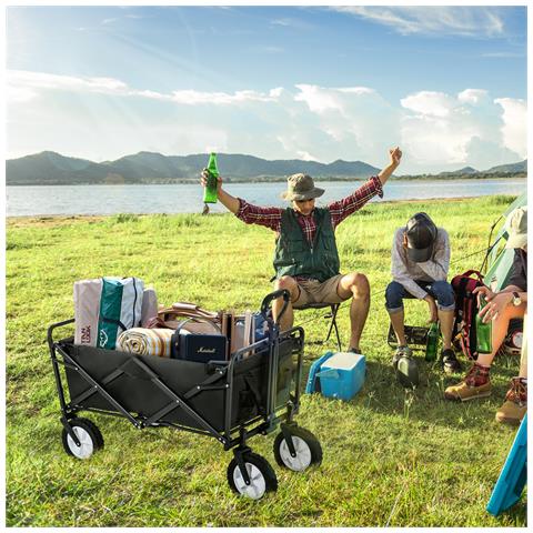 Carrello Pieghevole Per Tutti I Terreni Station Wagon, Carretto A Mano Da Giardino, Portabicchieri In Rete, Maniglie Regolabili, Borsa Di Stoffa - Foto 1