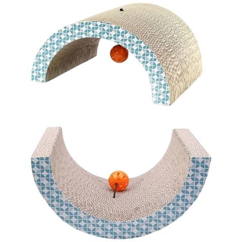 Tiragraffi Per Gatti In Cartone Giocattolo Ponte Tunnel 34.5x17.5x20 Cm Palla - Foto 2