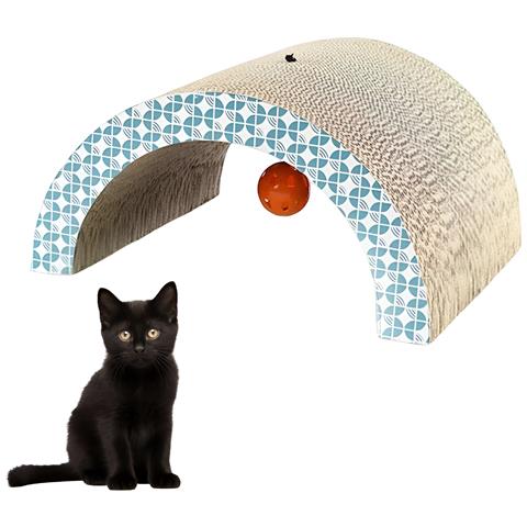 Tiragraffi Per Gatti In Cartone Giocattolo Ponte Tunnel 34.5x17.5x20 Cm Palla - Foto 1