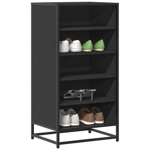 Scarpiera Nera 48x38x97,5 cm in Legno Multistrato - Foto 2
