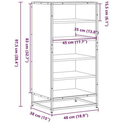 Scarpiera Nera 48x38x97,5 cm in Legno Multistrato - Foto 9