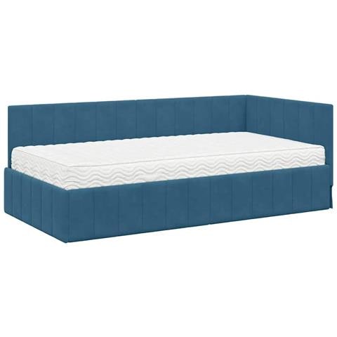 Cornice del letto ad angolo Blu 100 x 200 cm Velluto - Foto 1