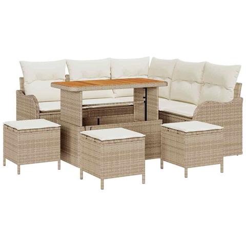Set Divano da Giardino 9 pcs Beige e Crema 110 x 55 x 71 cm - Foto 1