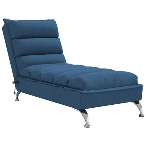 Chaise Longue Massaggi con Cuscini Blu in Tessuto - Foto 1