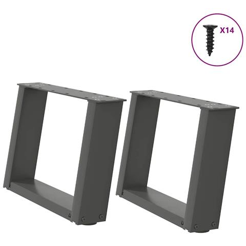 Gambe per Tavolino da Caffè a Forma di U 2 pz Antracite 40x(30-31) cm Acciaio - Foto 1