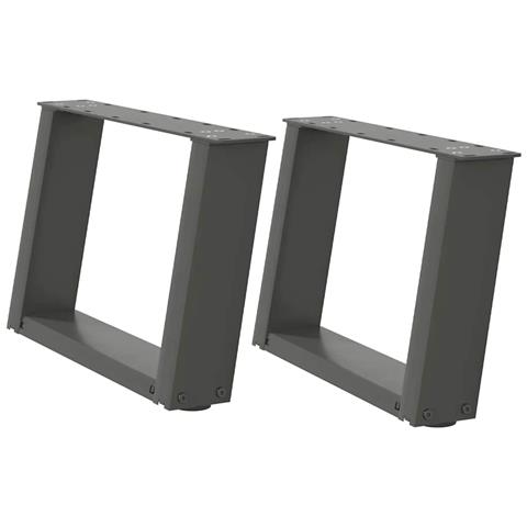 Gambe per Tavolino da Caffè a Forma di U 2 pz Antracite 40x(30-31) cm Acciaio - Foto 2