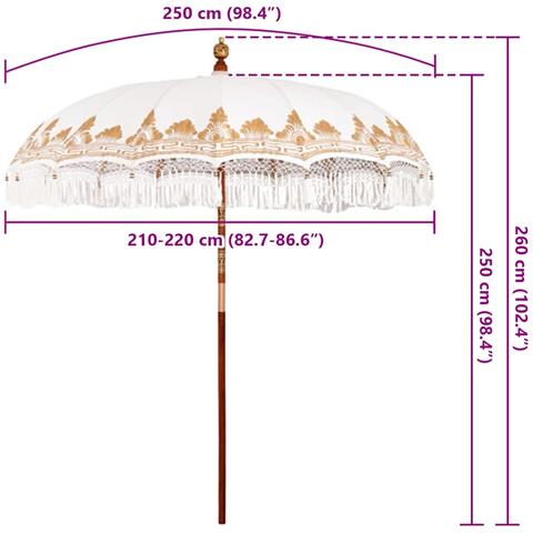 Parasol Balinese Crema (210-220) x 260 cm - Foto 8