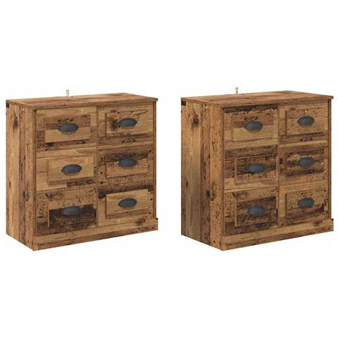 Sideboards con cassetto 2 pcs Legno vecchio 70 x 35,5 x 67,5 cm - Foto 1