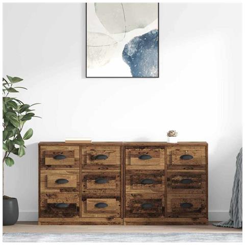 Sideboards con cassetto 2 pcs Legno vecchio 70 x 35,5 x 67,5 cm - Foto 2