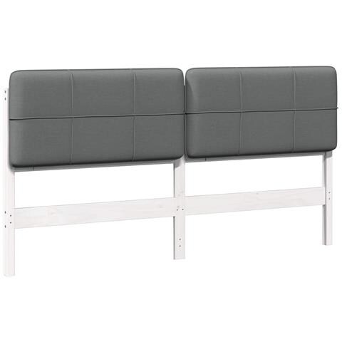 Testiera imbottita Bianco e grigio chiaro 200 cm Pino massello - Foto 1