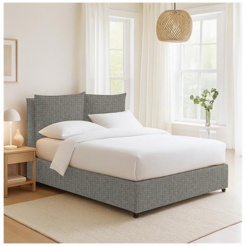 Diamante - Letto Piazza E Mezza Sfoderabile, Grigio Cenere - Foto 2
