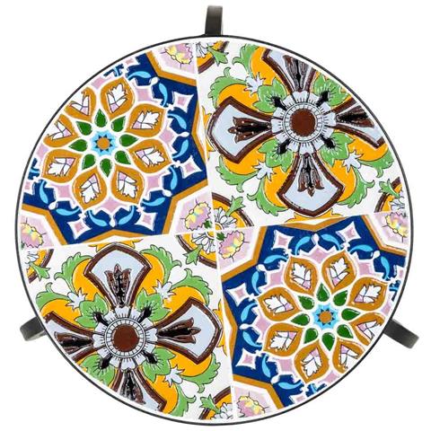 Set 3 Pezzi In Mosaico E Ferro Battuto, Verde, 33x33x37h-28x28x33h-23x - Foto 7