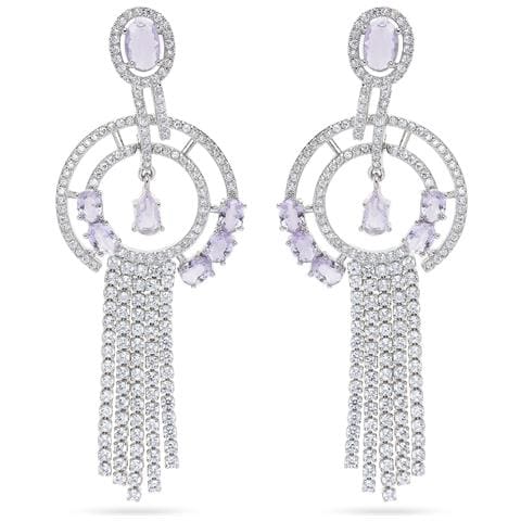 Orecchini Pendenti a Catena Geometrica Viola - Foto 5