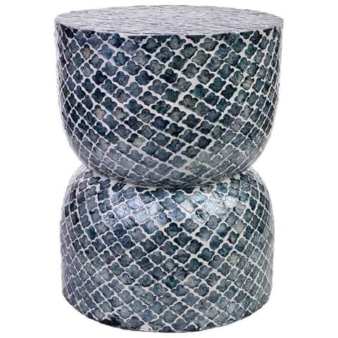 Sgabello In Legno E Capiz Grigio D35,5x46h Cm - Foto 1