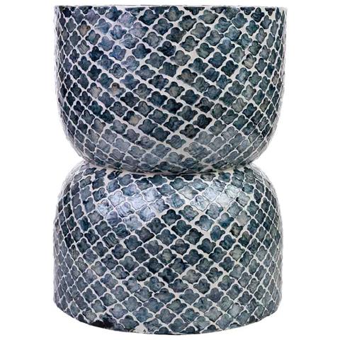 Sgabello In Legno E Capiz Grigio D35,5x46h Cm - Foto 2