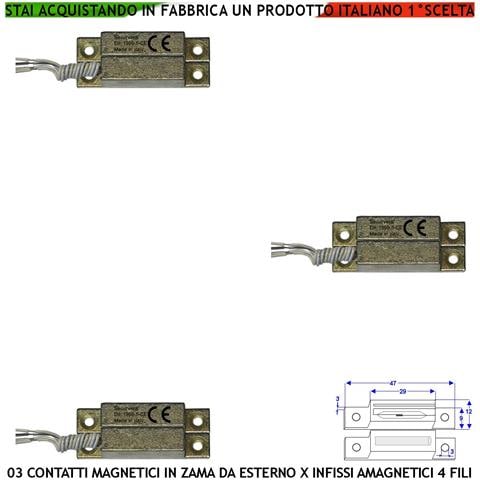 Sensori Magnetici Da Esterno In Zama Con Alette Di Fissaggio 3 Pezzi Contatto Reed Nc Ampolla Sottovuoto Sensibilità M - Foto 1