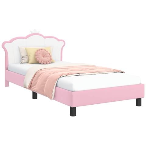Struttura letto bambini con testata Rosa 90 x 190 cm PU - Foto 1