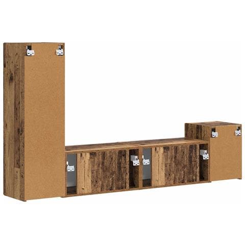 Set mobile TV 4 pcs Legno vecchio Legno multistrato - Foto 9