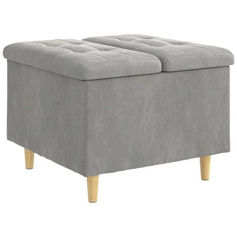 Pouf contenitore Grigio chiaro 60 x 60 x 45 cm Velluto - Foto 1