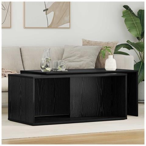 Set di Tavolini da Caffè 2 pcs Rovere Nero Legno multistrato - Foto 2