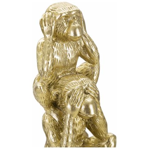 Scultura Tre Scimmie Sagge Tower In Resina Dorata - Foto 2