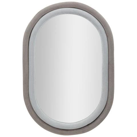 Specchio Da Parete Ovale Antony In Velluto Grigio 67x86 Cm - Foto 1
