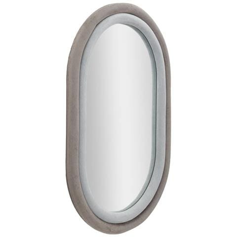 Specchio Da Parete Ovale Antony In Velluto Grigio 67x86 Cm - Foto 2