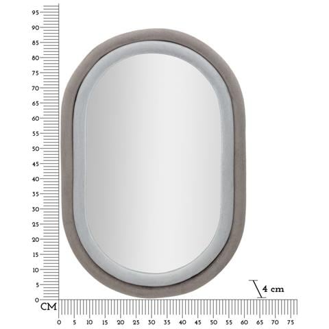 Specchio Da Parete Ovale Antony In Velluto Grigio 67x86 Cm - Foto 6