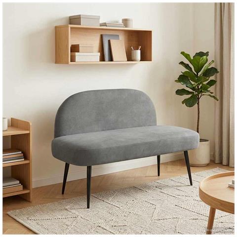 Panchina imbottita con schienale Grigio scuro 110 x 60 x 76 cm - Foto 2