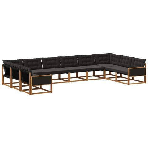 Set di divani da esterno con cuscino 10 pcs Naturale e Nero - Foto 1