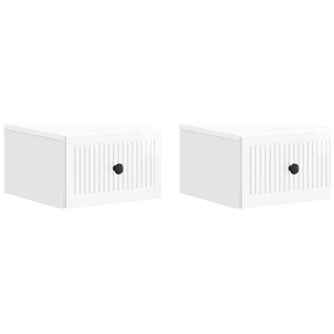 Mobiletto da notte a muro 2 pcs Bianco Lucido 33 x 34,5 x 20 cm - Foto 1