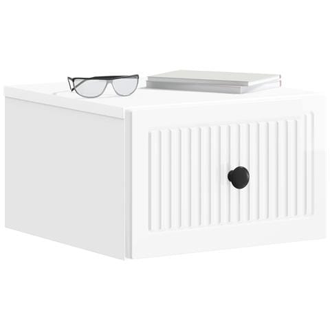 Mobiletto da notte a muro 2 pcs Bianco Lucido 33 x 34,5 x 20 cm - Foto 2